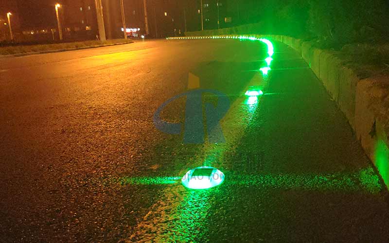 green Road Stud Lights on road